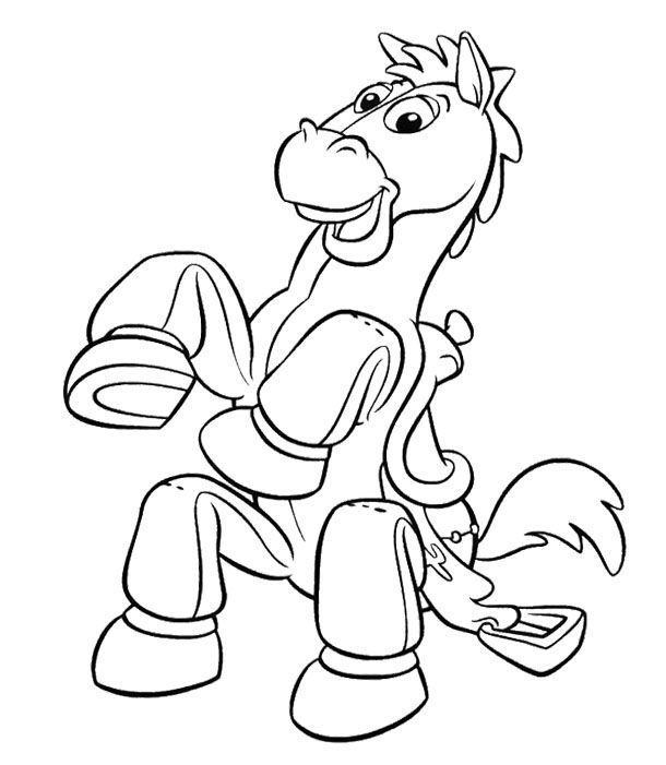 Online coloring book: Coloring page donkey raises hooves